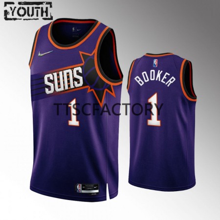 Maglia NBA Phoenix Suns Devin Booker 1 Nike 2022-23 Icon Edition Viola Swingman - Bambino